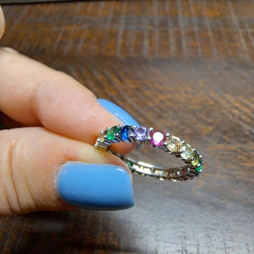 Stunning rainbow eternity band 925